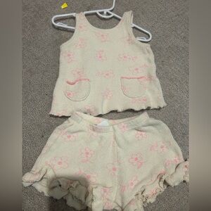 Zara size 18-24M cream and neon pink knit set